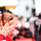 Grid girls clapping for drivers at the Russian Grand Prix in 2016.